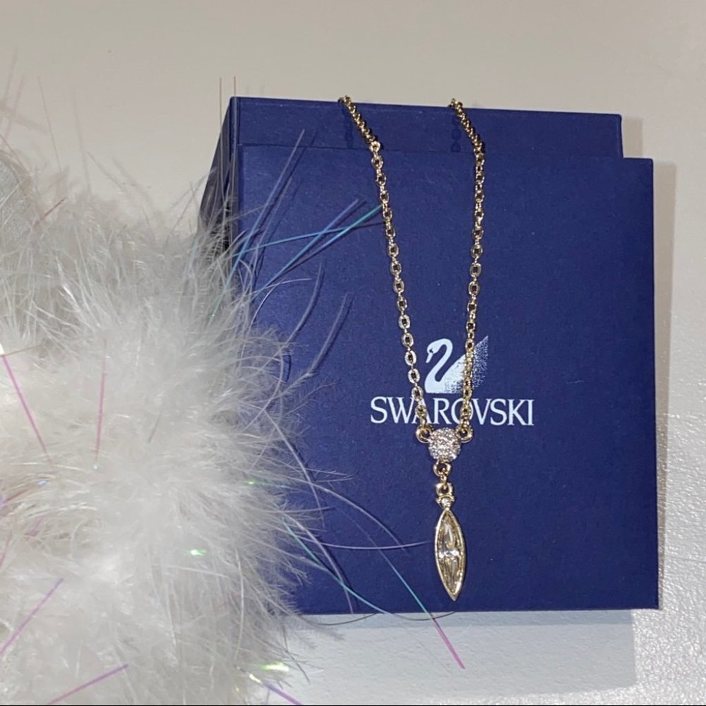 Gold Swarovski‎ Genuine Crystals Necklace - Picture 9 of 9